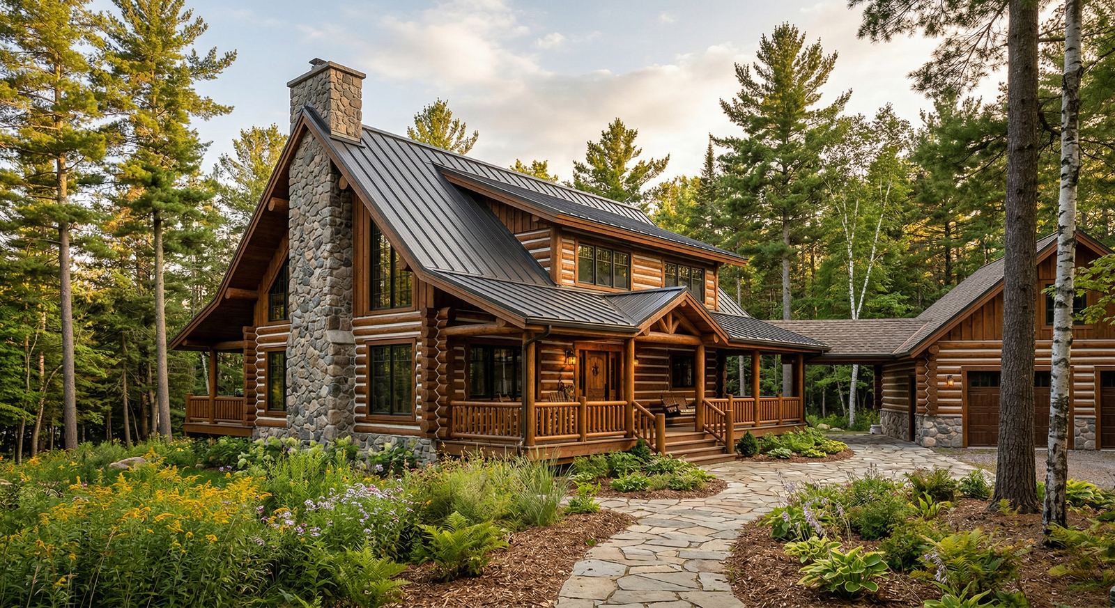 Custom log home in Tiny Township on Georgian Bay