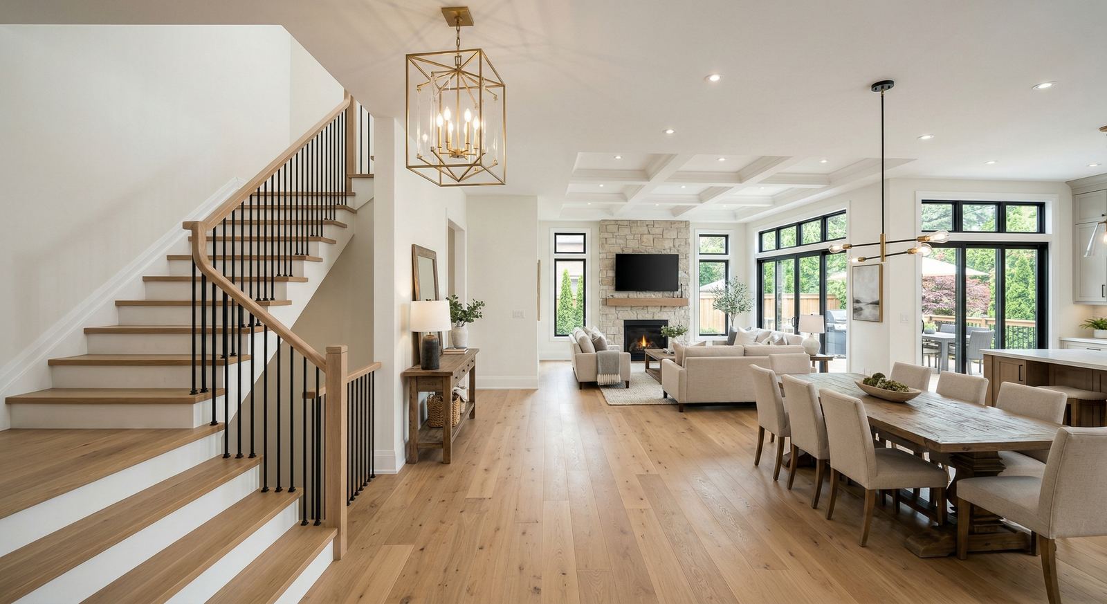Renovated open-concept living space in Wasaga Beach by Mighton Construction