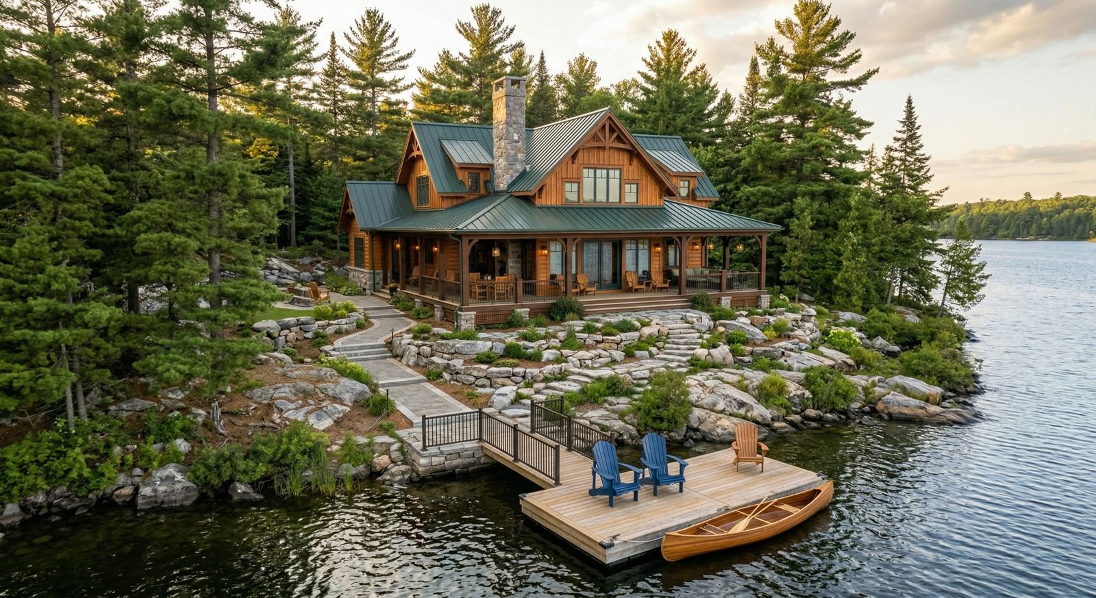 Lakefront custom home in Tiny Township by Mighton Construction