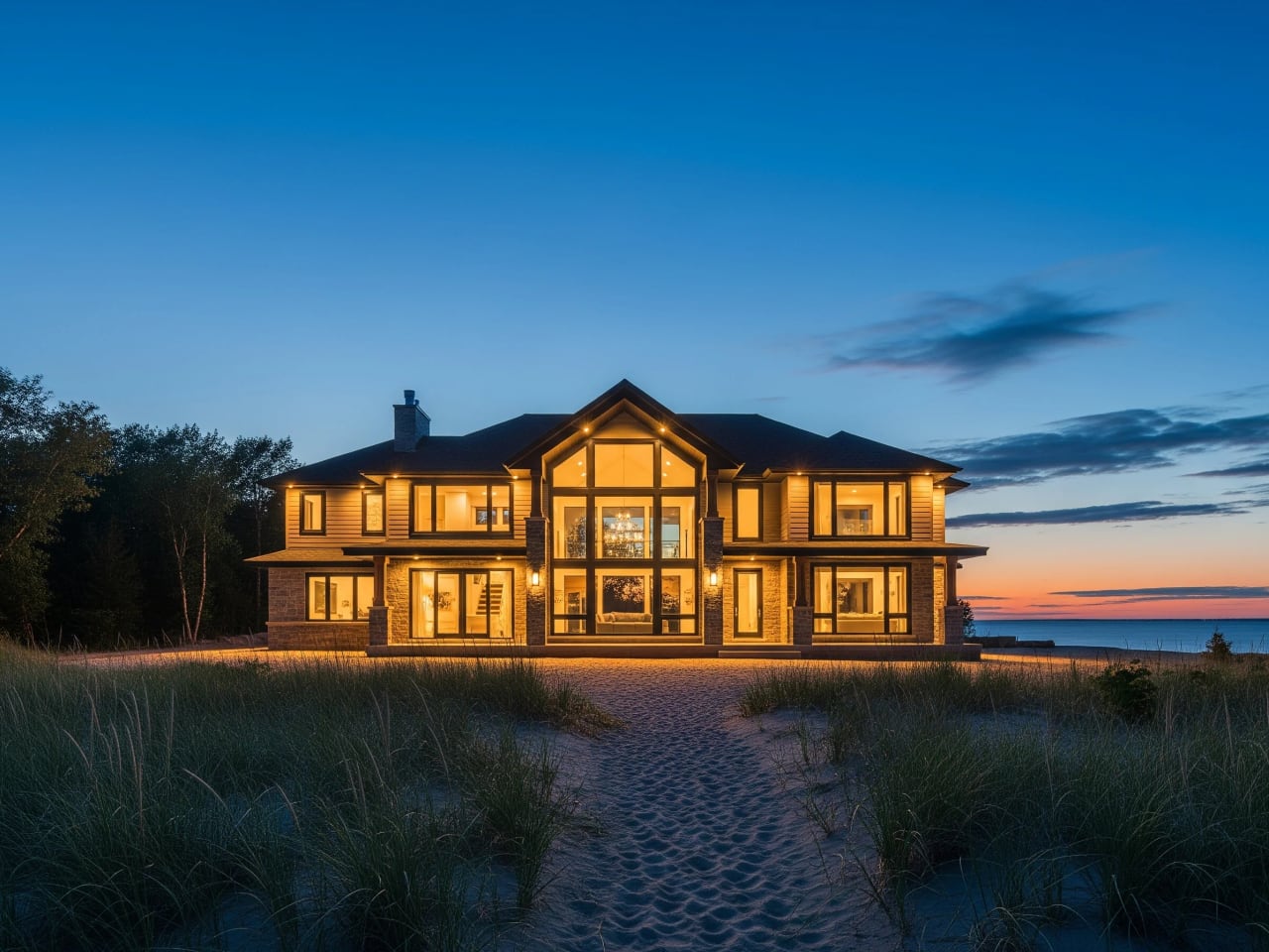 Luxury custom home with clean lines and large windows by Mighton Construction