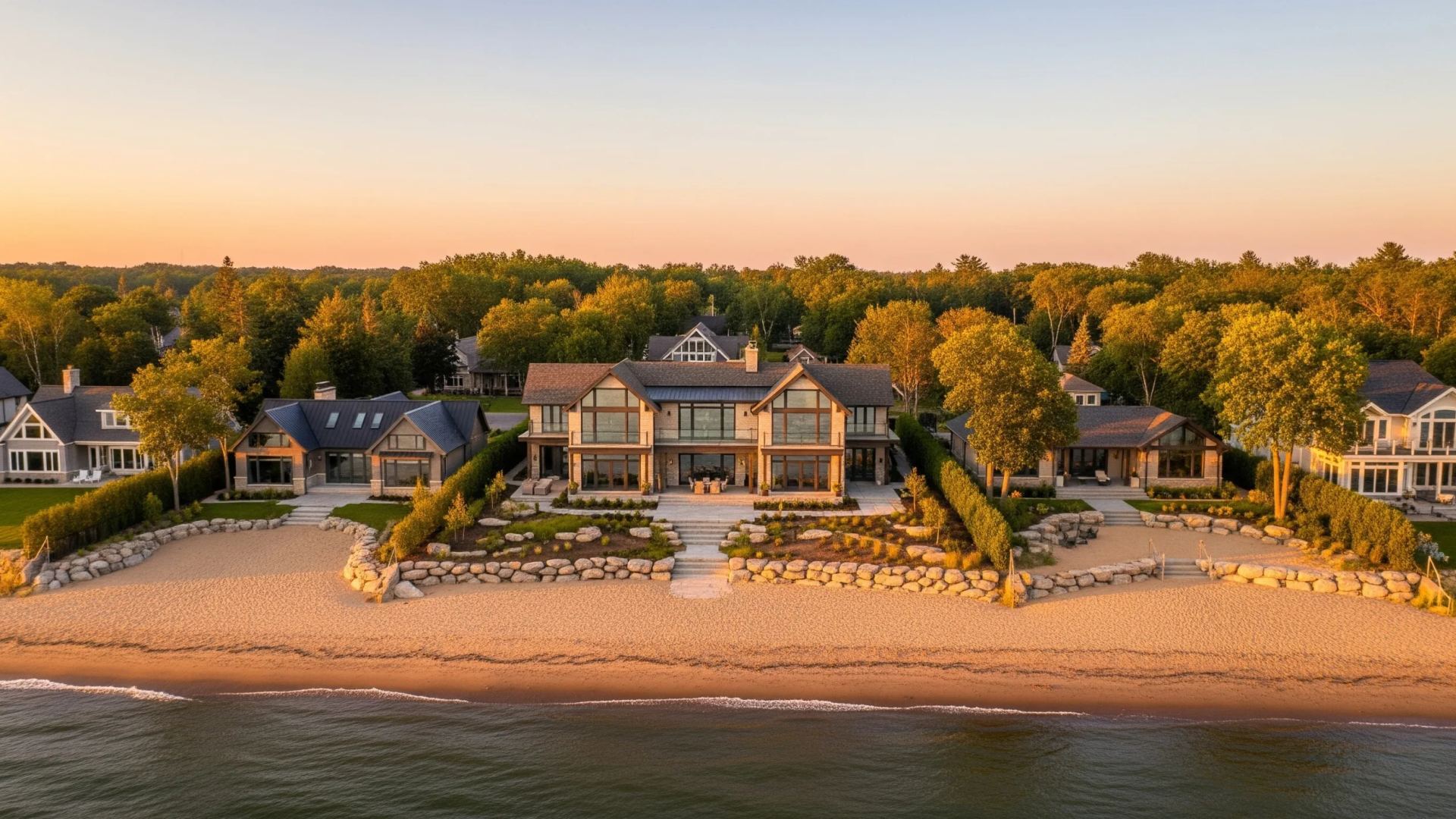 Craftsman-style two-storey waterfront custom home in Wasaga Beach by Mighton Construction