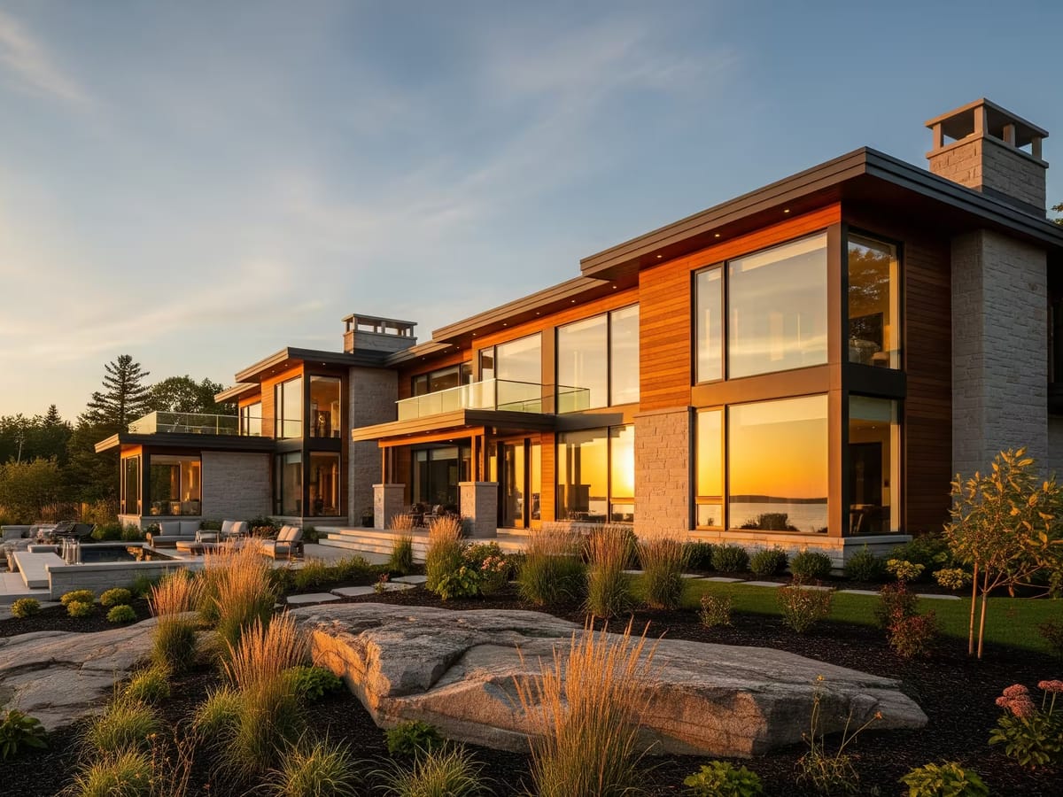 Luxury waterfront custom home built by Mighton Construction on Georgian Bay