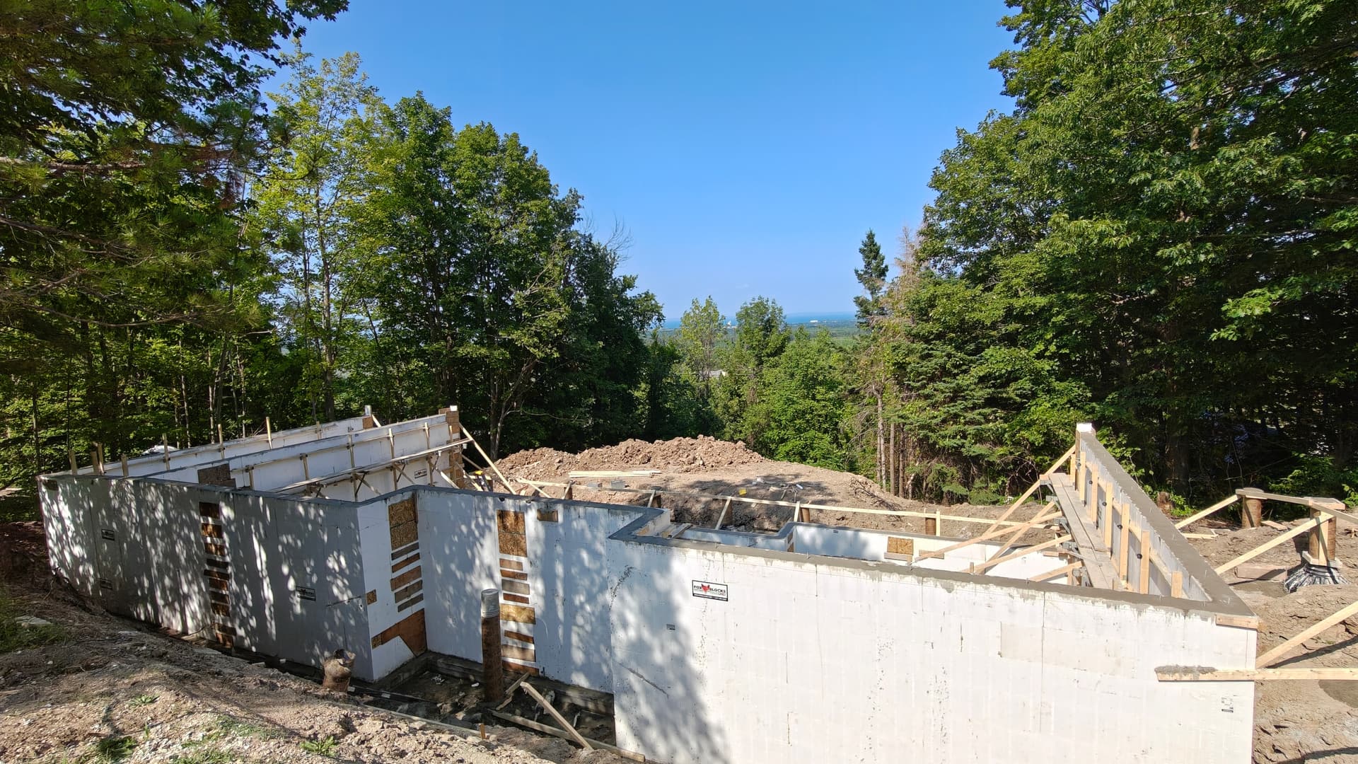 Fox Blocks ICF foundation walls under construction at 105 Orchard Lane in Clearview