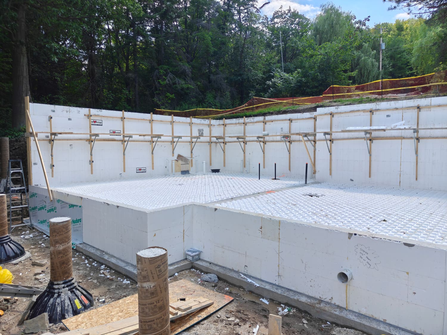Basement slab area prepared inside the ICF walls at 105 Orchard Lane, Clearview