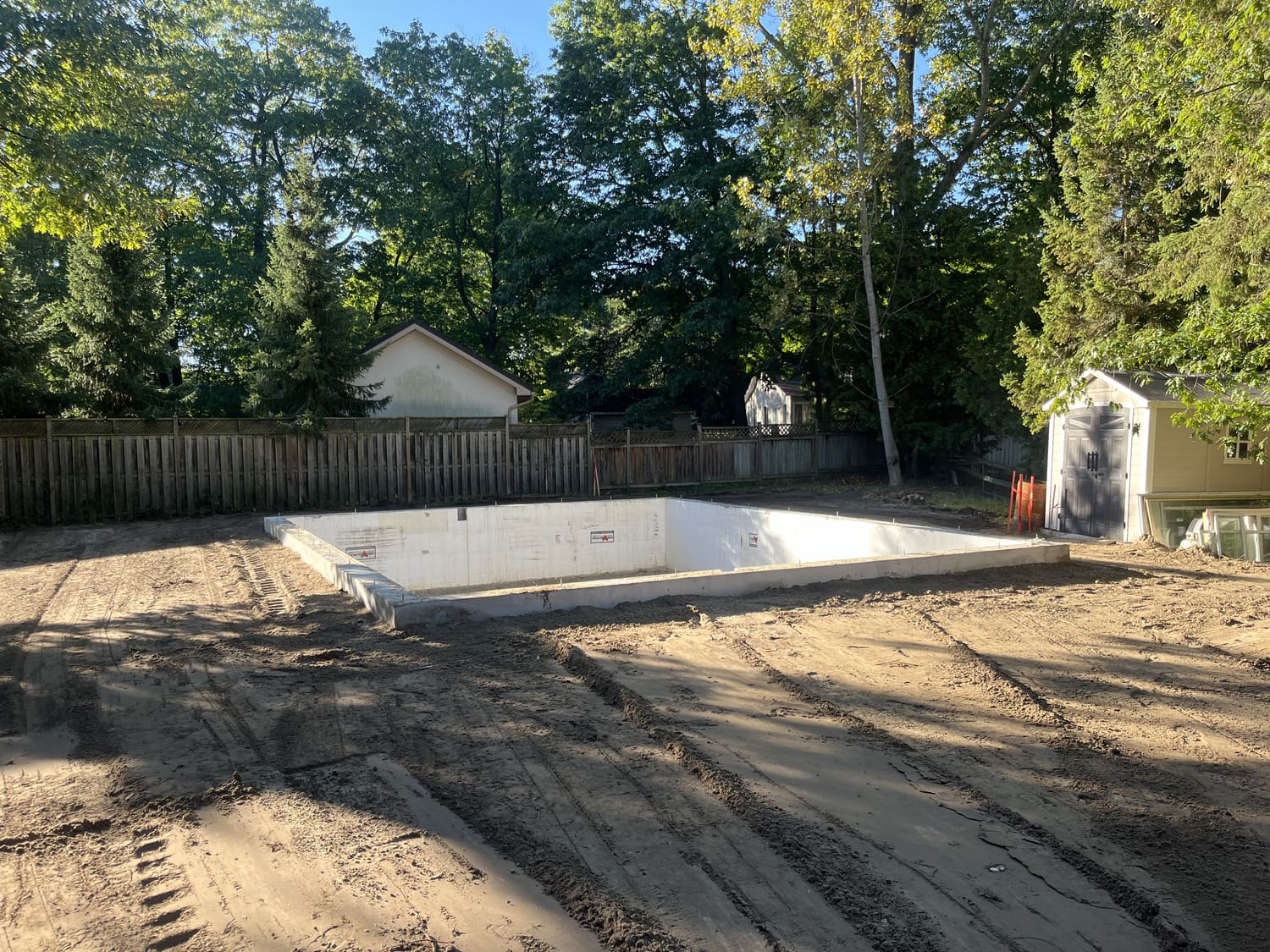 Backfilled site with the finished ICF foundation at 21 1st Lane in Wasaga Beach