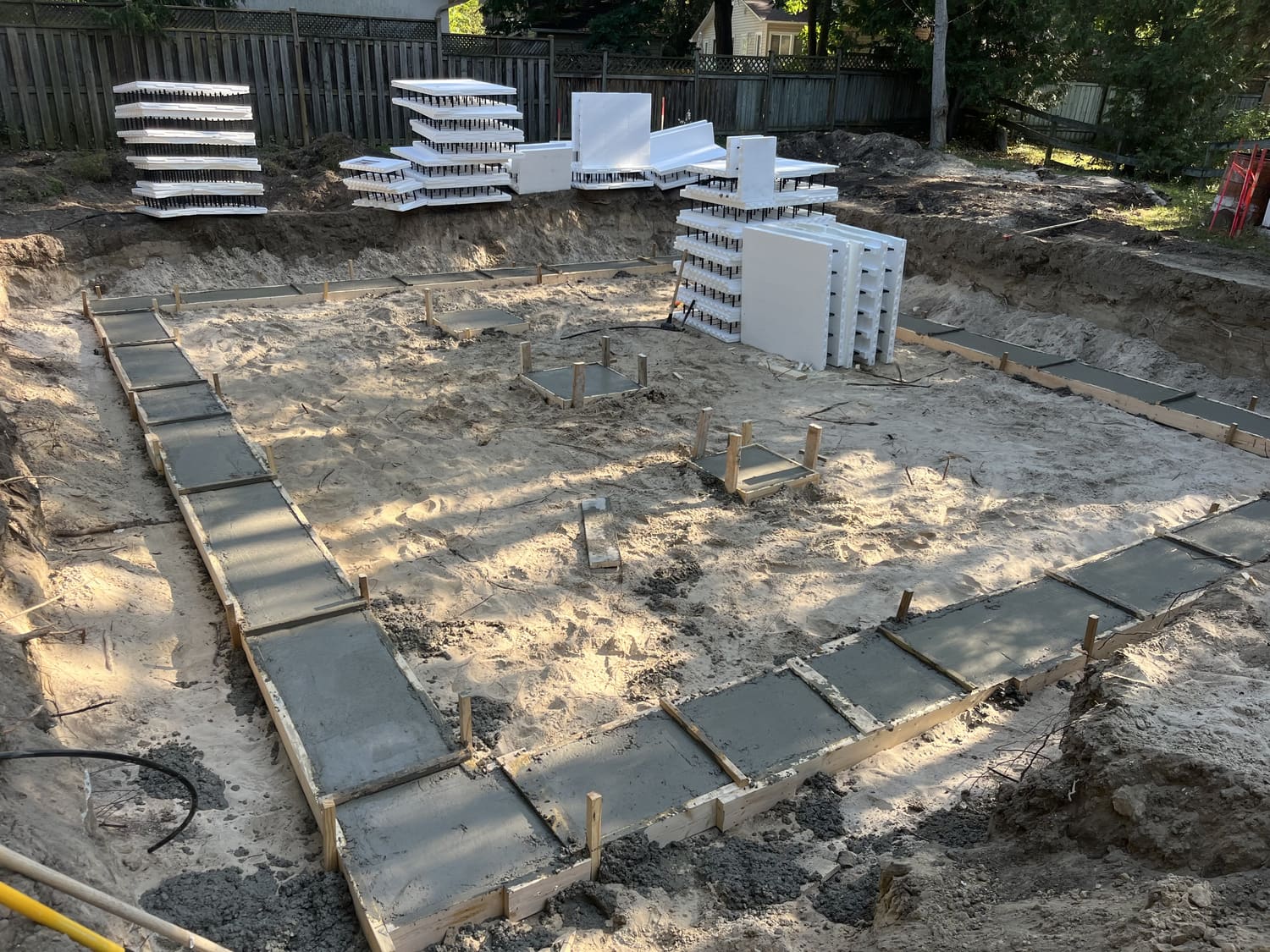 Poured footings and staged ICF blocks at 21 1st Lane in Wasaga Beach