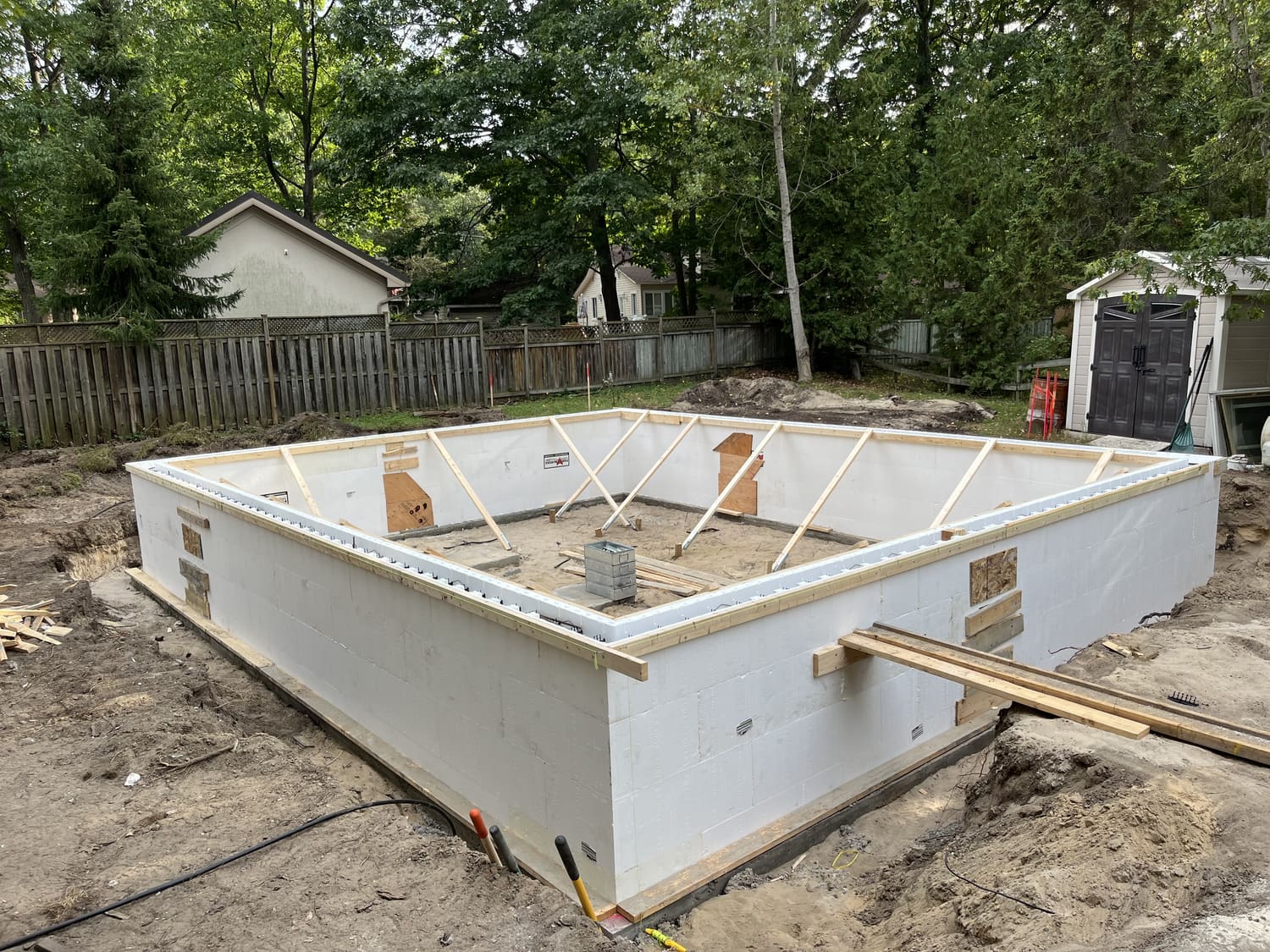 ICF frost wall formed and braced around the crawlspace at 21 1st Lane in Wasaga Beach